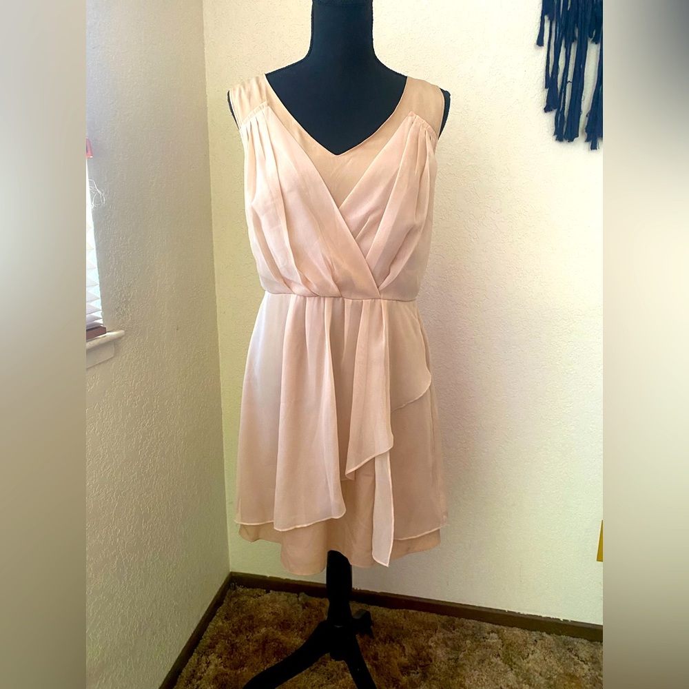 LC by Lauren Conrad knee length cream chiffon dress